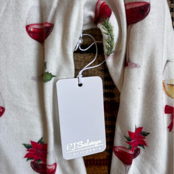 P.J. Salvage Wine Print Pajama Set - shorts + long sleeve top - Picture 6 of 7